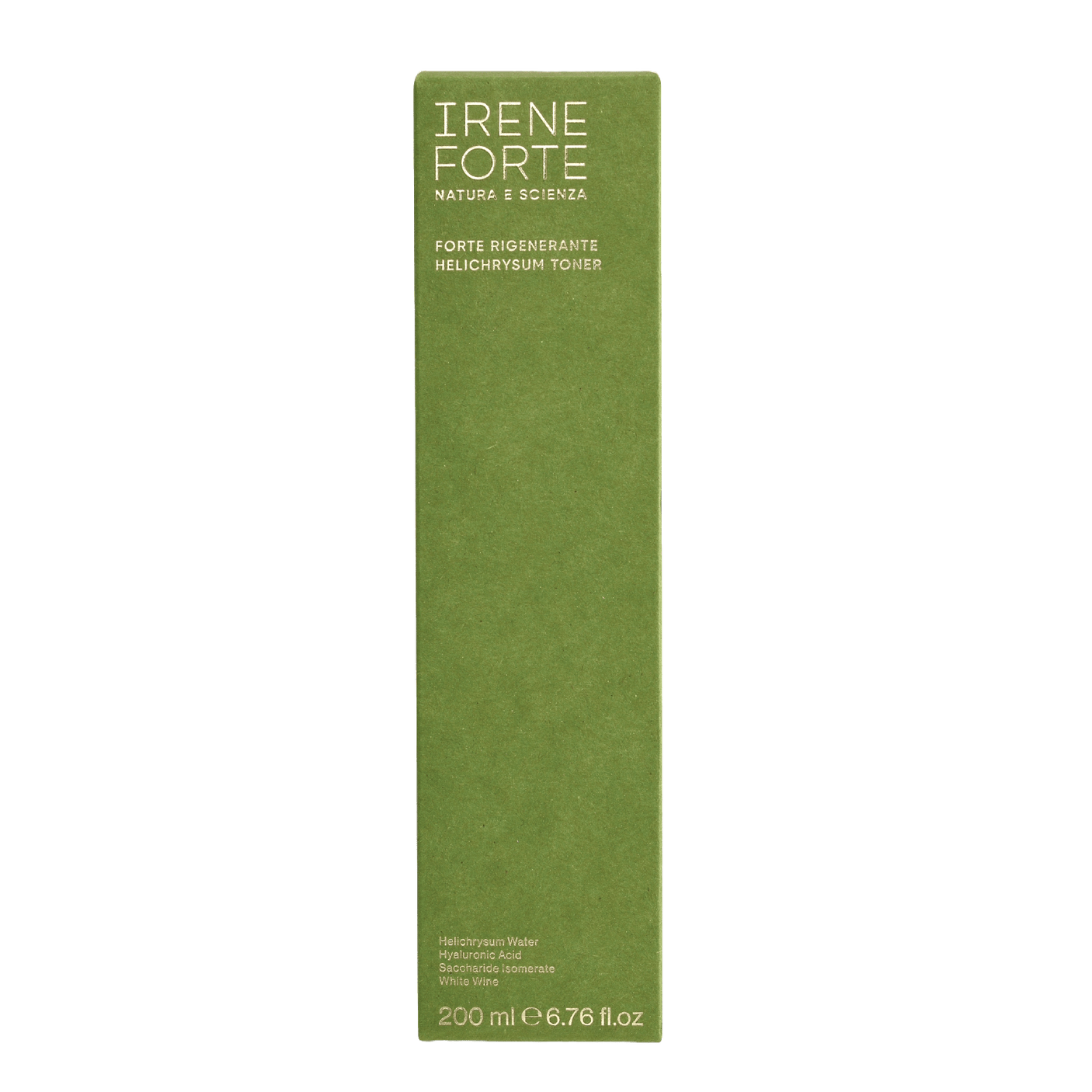 Matte green box of Irene's Forte Helichrysum calming and soothing Toner