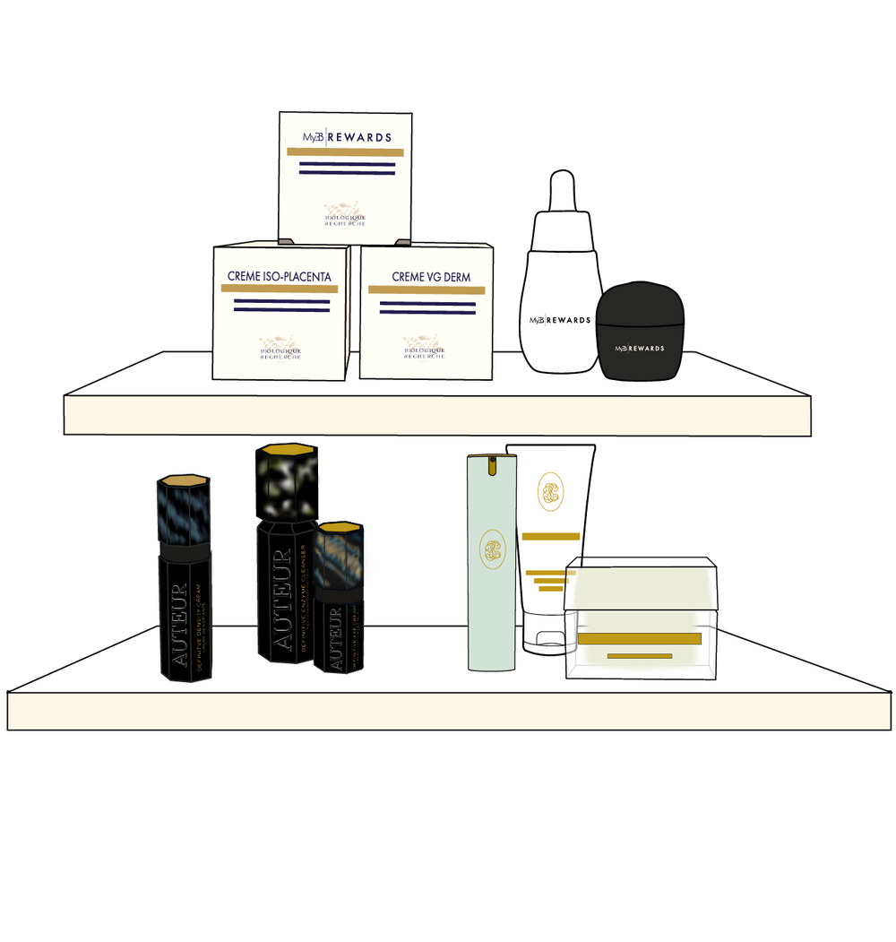 illustration of products on shelves