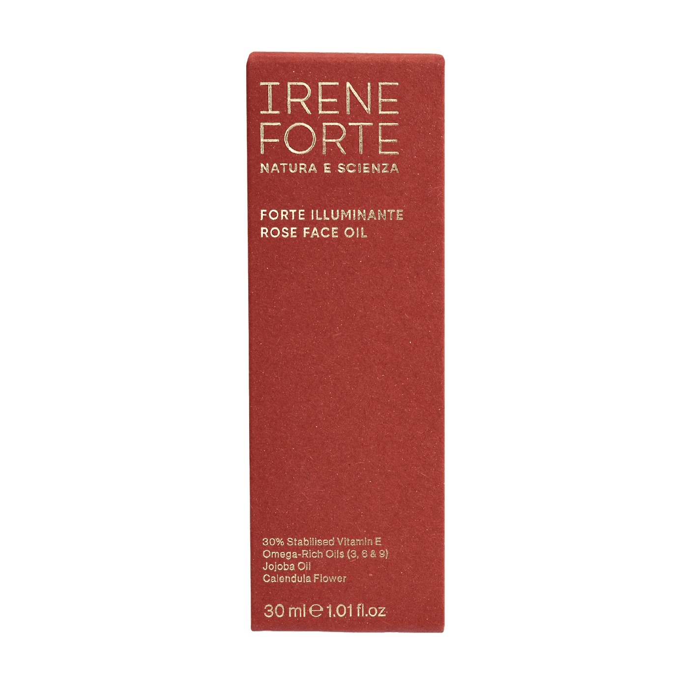 Red luxurious packaging by Irene Forte skincare Italy