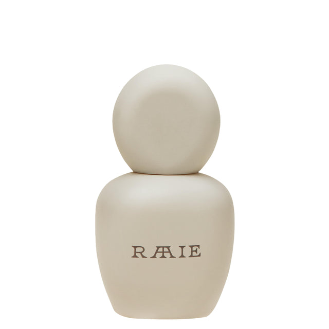 Minimalist packaging of RAAIE Yellow Moonbeam Retinal Elixir, advanced overnight retinal serum to smooth wrinkles, brighten skin, and improve texture