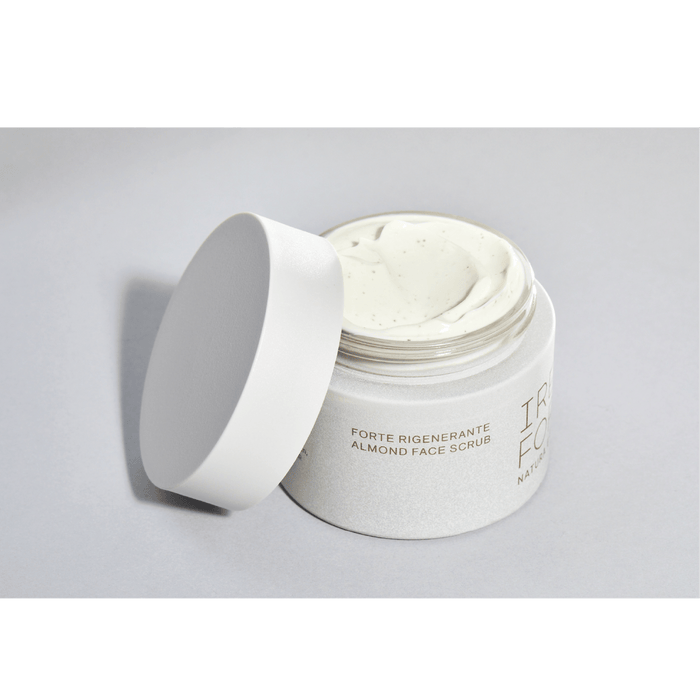 Almond Face Scrub by Irene Forte grey stone packaging