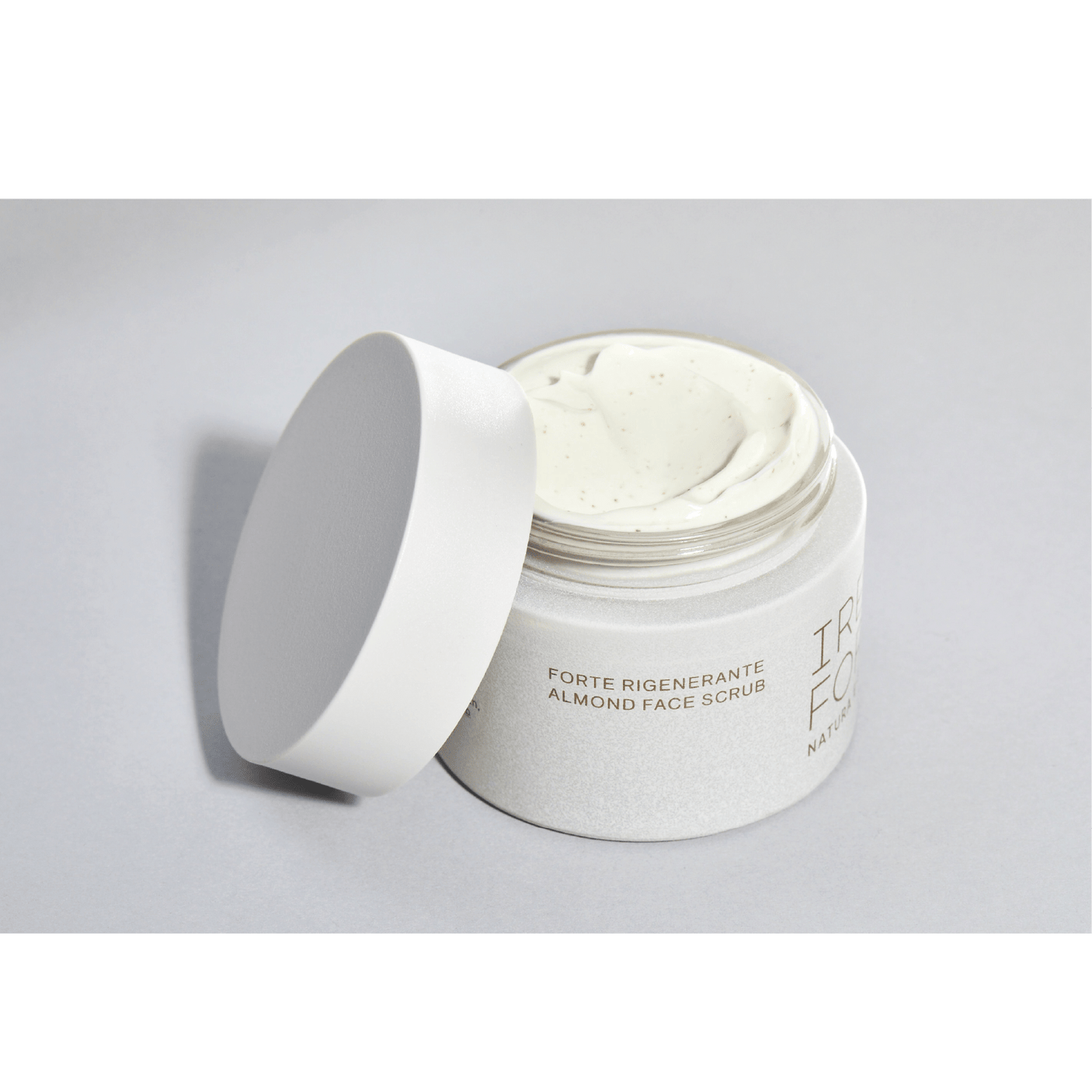 Almond Face Scrub by Irene Forte grey stone packaging