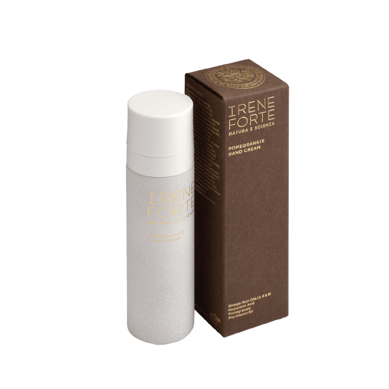 Irene Forte Pomegranate Hand Cream with brown packaging luxurious skincare