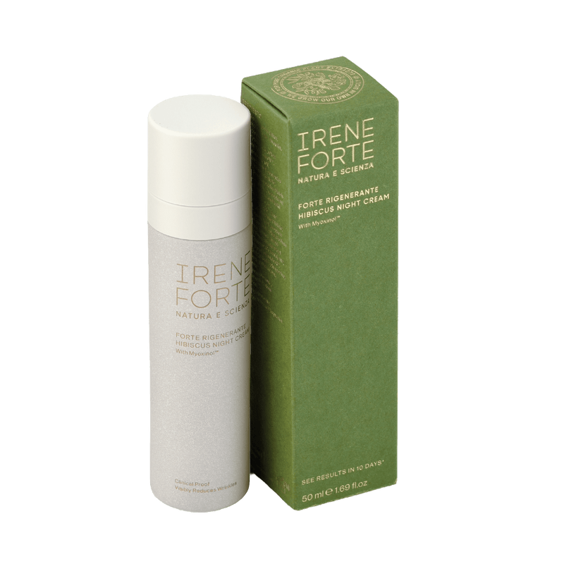 Irene Forte Hibiscus Night Cream with Myoxinol™ with green packaging
