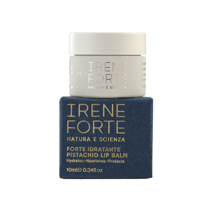 Blue luxurious packaging with Irene Forte Pistachio Lip Balm skincare