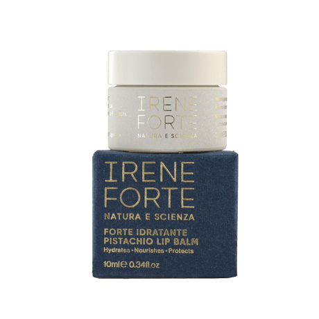 Blue luxurious packaging with Irene Forte Pistachio Lip Balm skincare