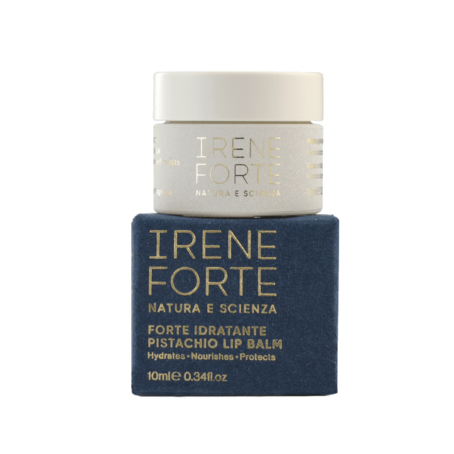 Blue luxurious packaging with Irene Forte Pistachio Lip Balm skincare